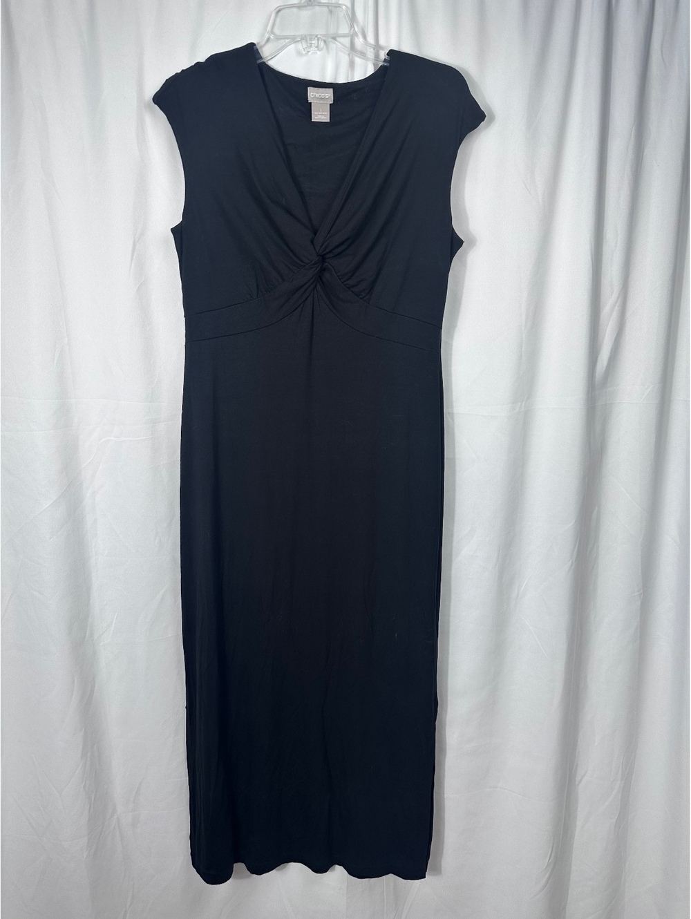 Chico's Black Twist Front Sleeveless Dress Size 1 (US 8/10)